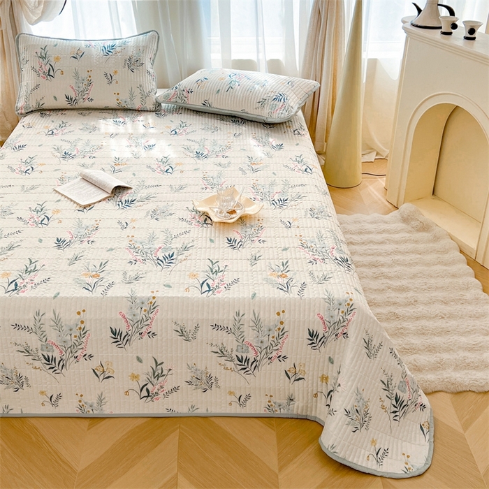 91家纺网 家纺一手货源 找家纺 恒爱 2025新款全棉印花单床盖 孔雀草