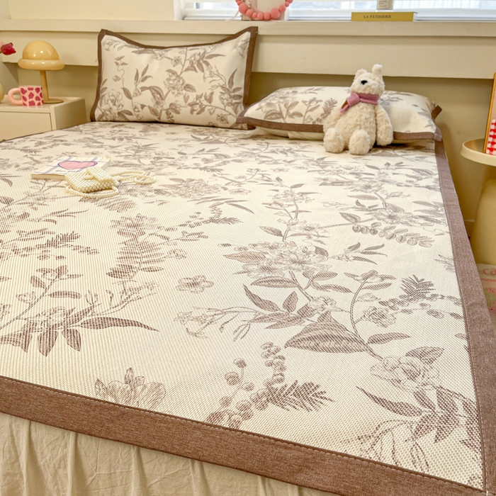 91家纺网 家纺一手货源 找家纺 慕澄家纺 2025新款小清新印花真冰藤系列凉席床席款 床席-树屿