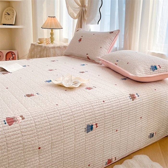 91家纺网 家纺一手货源 找家纺 恒爱 2025新款全棉印花单床盖 公主兔-浅咖