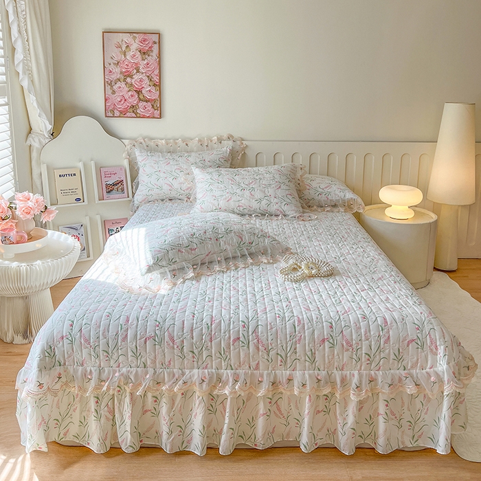 91家纺网 家纺一手货源 找家纺 网红馆 2025新款水洗棉印花床盖四件套 罗拉