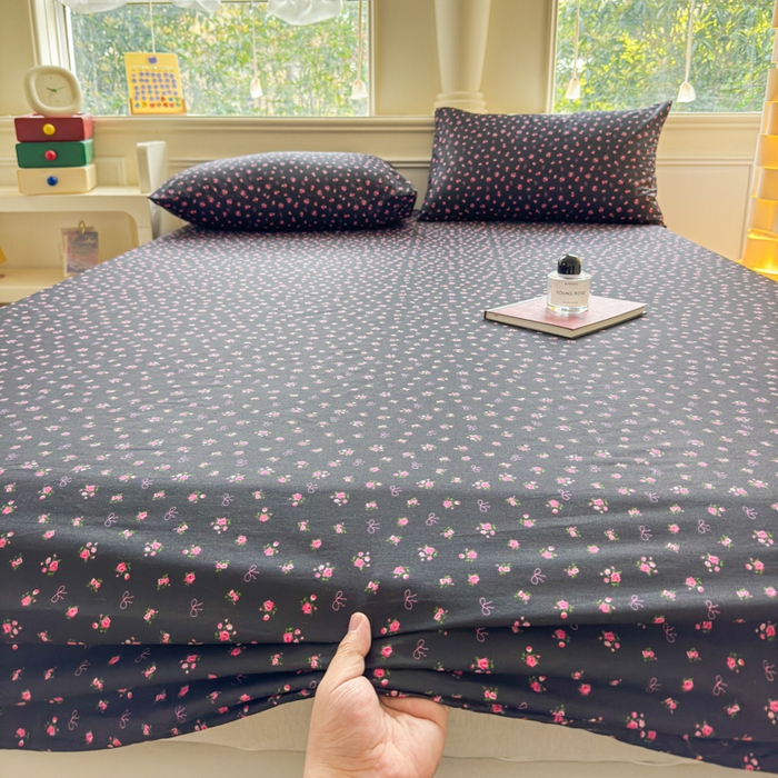 91家纺网 家纺一手货源 找家纺 2025新款全棉床单床笠 繁花 床笠款