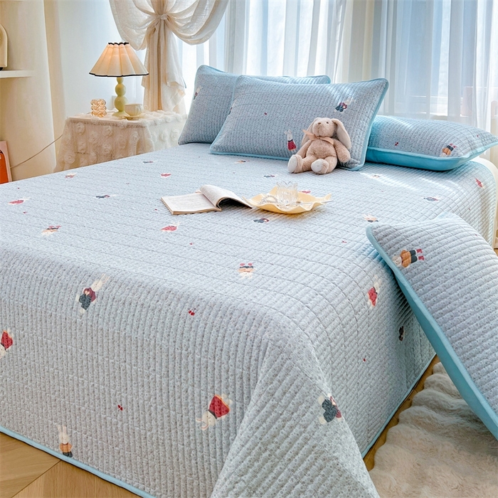 91家纺网 家纺一手货源 找家纺 恒爱 2025新款全棉印花单床盖 公子兔-蓝