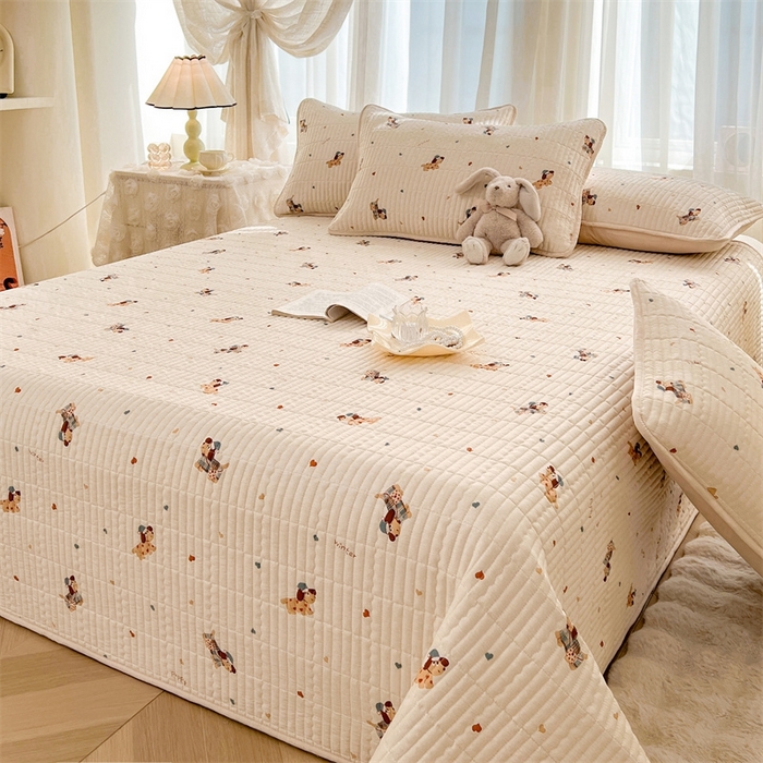 91家纺网 家纺一手货源 找家纺 恒爱 2025新款全棉印花单床盖 牛仔狗狗