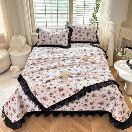 大麦家纺 2025新款碳光冰丝软凉席夏被四件套 春风细叶