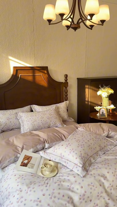 91家纺网 家纺一手货源 找家纺 由丽家纺 2025新款柔棉数码印花四件套系列 踪迹 紫