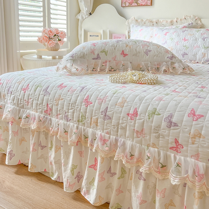 91家纺网 家纺一手货源 找家纺 网红馆 2025新款水洗棉印花床盖四件套 蝶之舞