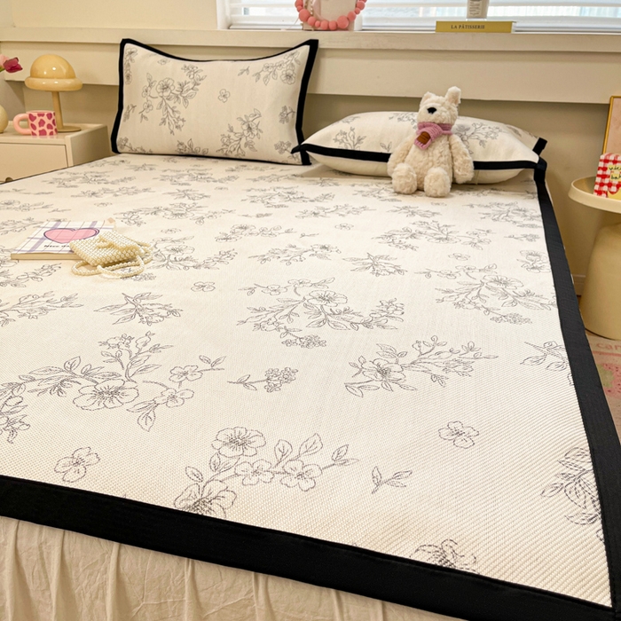 91家纺网 家纺一手货源 找家纺 慕澄家纺 2025新款小清新印花真冰藤系列凉席床席款 床席-花影