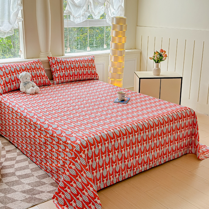 91家纺网 家纺一手货源 找家纺 2025新款全棉床单床笠 长颈鹿 床单款