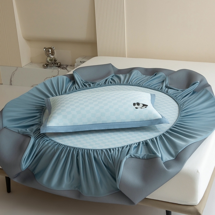 91家纺网 家纺一手货源 找家纺 席世家  2025新款绣花凉感床笠（控价198 218） 格子熊猫