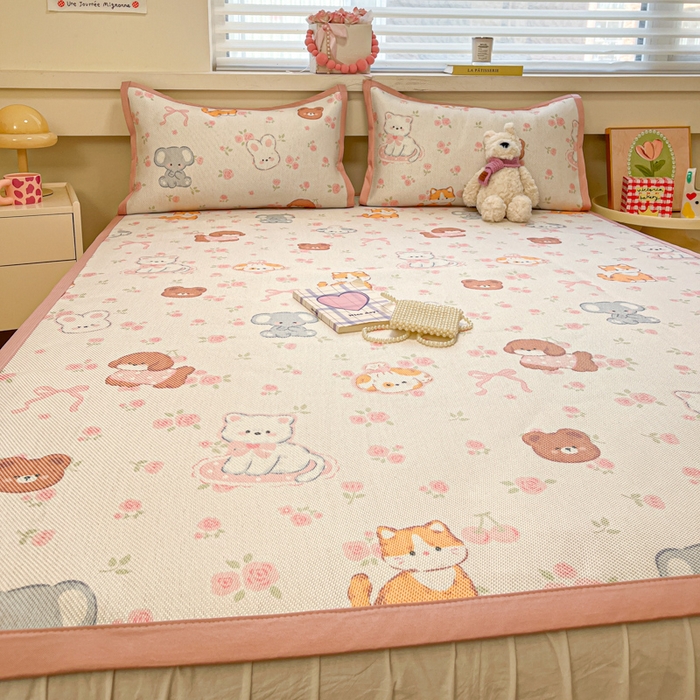 91家纺网 家纺一手货源 找家纺 （总）慕澄家纺 2025新款小清新印花真冰藤系列凉席床席款