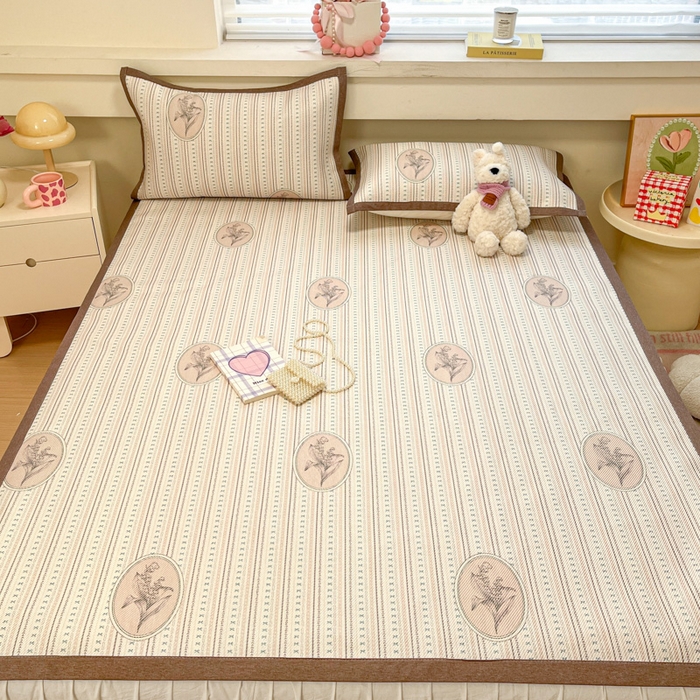 91家纺网 家纺一手货源 找家纺 慕澄家纺 2025新款小清新印花真冰藤系列凉席床席款 床席-意境