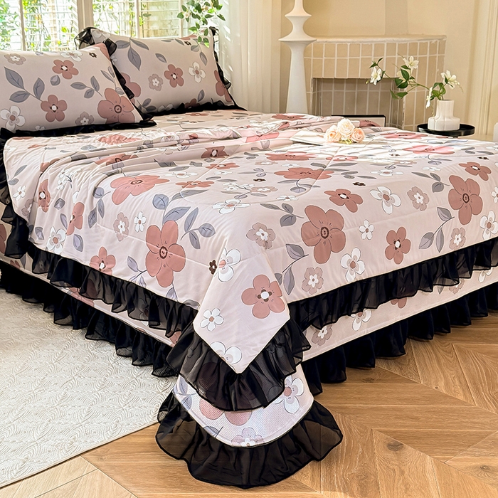 91家纺网 家纺一手货源 找家纺 大麦家纺 2025新款碳光冰丝软凉席夏被四件套 美姬