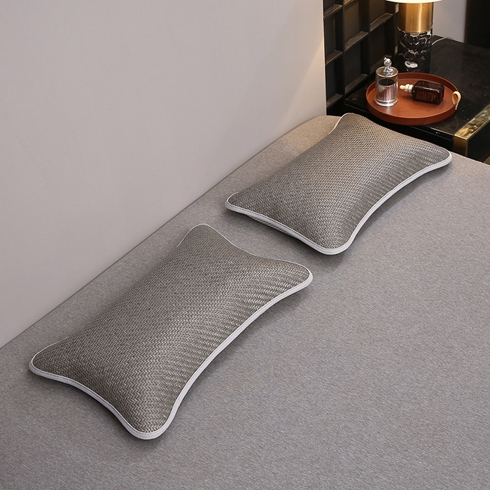 91家纺网 家纺一手货源 找家纺 2025新款纯色冰藤全荞麦枕夏凉凉感枕芯冰丝冰藤枕头 纯色冰藤全荞麦枕-灰色 35*55cm