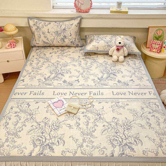 91家纺网 家纺一手货源 找家纺 慕澄家纺 2025新款小清新印花真冰藤系列凉席床席款 床席-洛克庄园