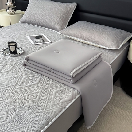 世纪绒品 2025新款A类凉感压花单床笠单夏被 竹影深灰-单夏被