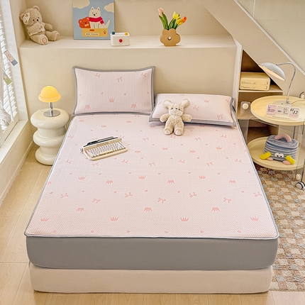 金盛纺 2025新款冰豆豆凉席-床笠款 皇冠-粉