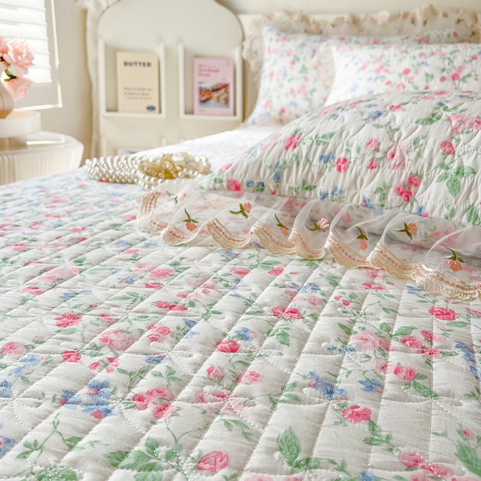 91家纺网 家纺一手货源 找家纺 网红馆 2025新款水洗棉印花床盖四件套 春不晚