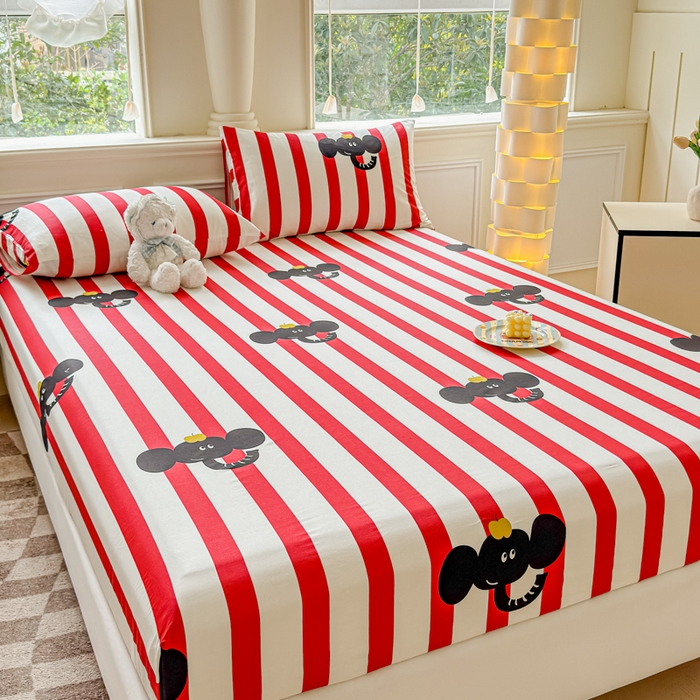 91家纺网 家纺一手货源 找家纺 2025新款全棉床单床笠 嘟嘟小象 床笠款