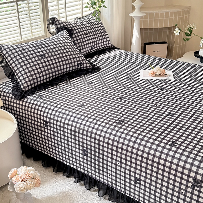 91家纺网 家纺一手货源 找家纺 大麦家纺 2025新款碳光冰丝软凉席夏被四件套 清格