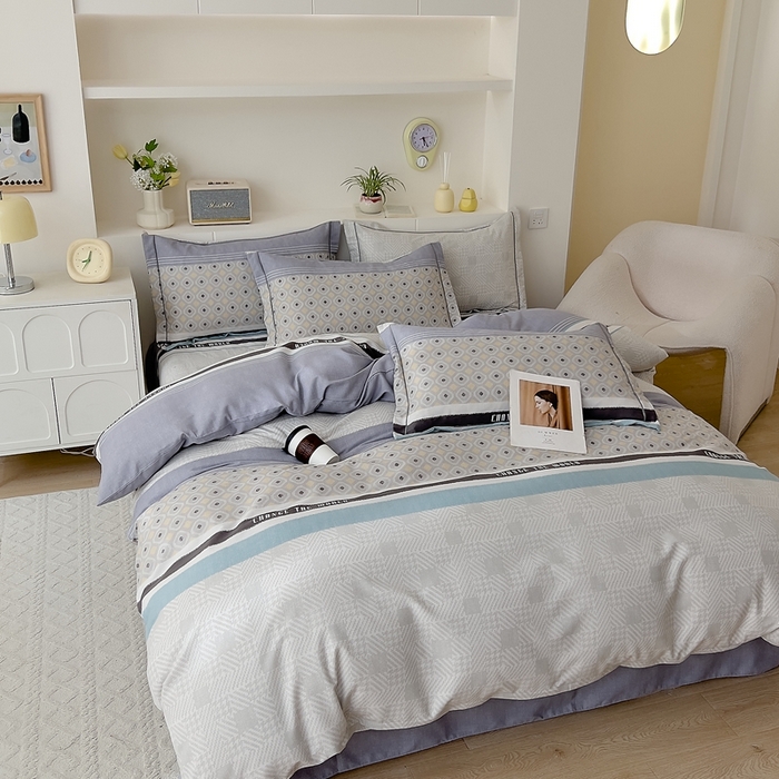 91家纺网 家纺一手货源 找家纺 优品阁 2024新款全棉磨毛四件套 摩登气息-灰