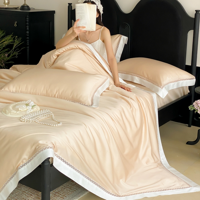 91家纺网 家纺一手货源 找家纺 云栖家居 2025天丝棉镂空四件套-观夏 观夏-香槟