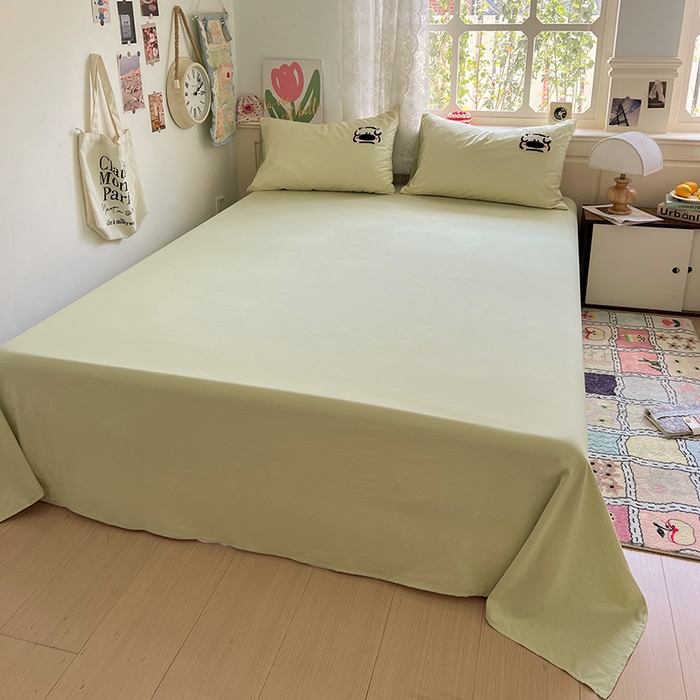 91家纺网 家纺一手货源 找家纺 曼谷家纺 2025新款软糯毛巾绣水洗棉四件套 绅士狗狗-芝士绿