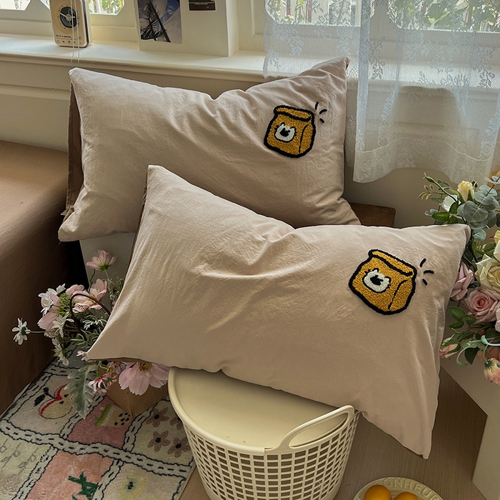 91家纺网 家纺一手货源 找家纺 曼谷家纺 2025新款软糯毛巾绣水洗棉四件套 香浓可可-奶咖