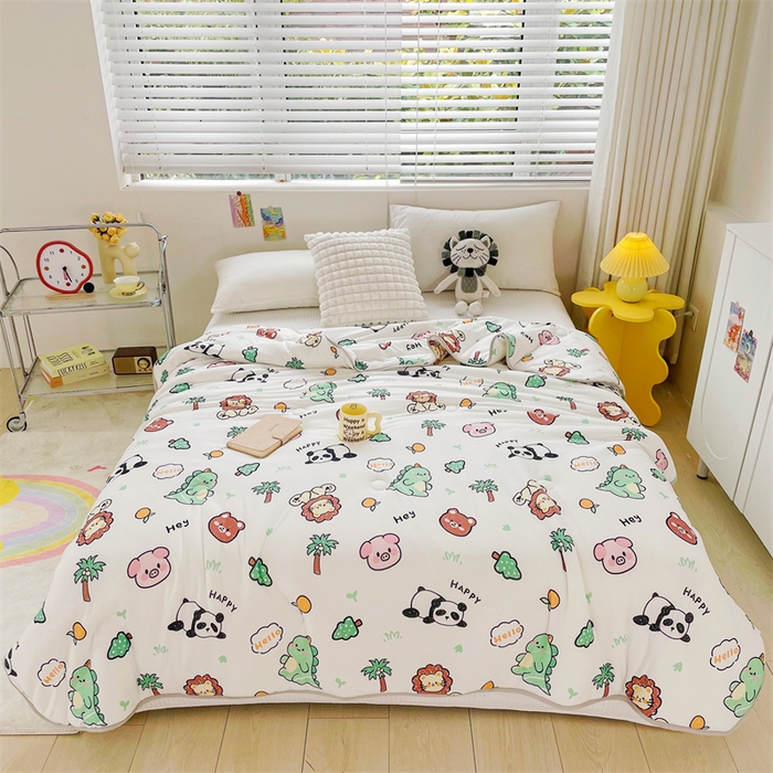 91家纺网 家纺一手货源 找家纺  （提供买家秀 爆款花型 不断货）2025新款A类大豆针织棉夏被空调被夏凉被 快乐园