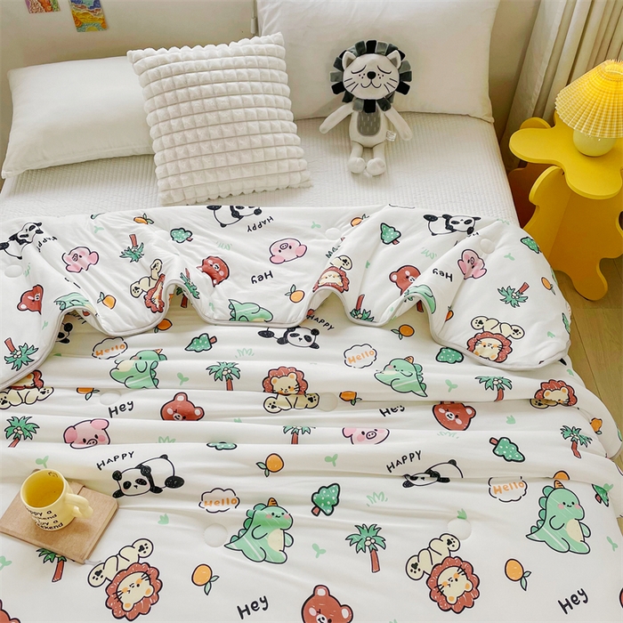 91家纺网 家纺一手货源 找家纺  （提供买家秀 爆款花型 不断货）2025新款A类大豆针织棉夏被空调被夏凉被 快乐园