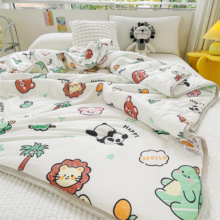 91家纺网 家纺一手货源 找家纺  （提供买家秀 爆款花型 不断货）2025新款A类大豆针织棉夏被空调被夏凉被 快乐园