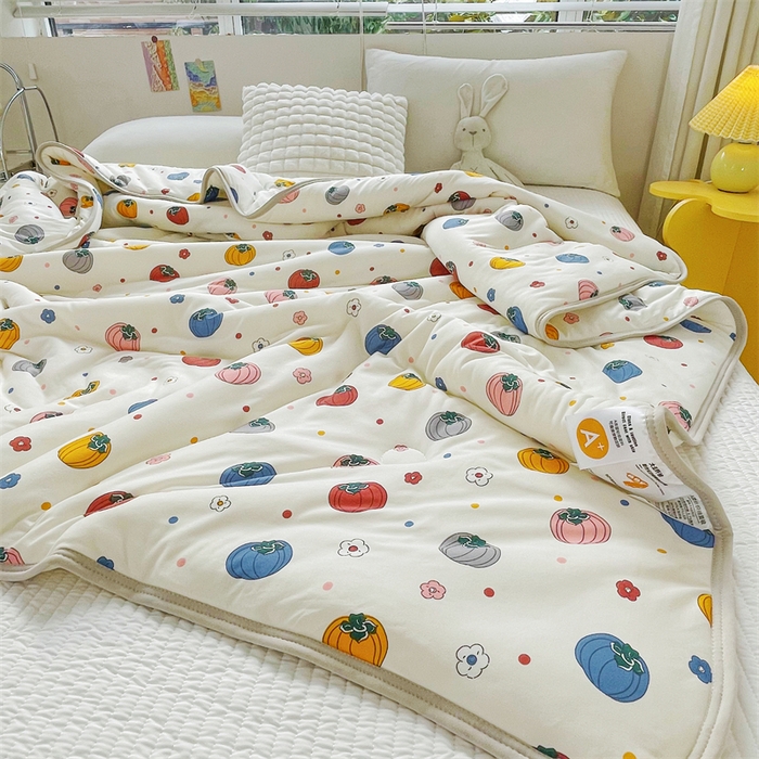 91家纺网 家纺一手货源 找家纺  （提供买家秀 爆款花型 不断货）2025新款A类大豆针织棉夏被空调被夏凉被 南瓜贝贝