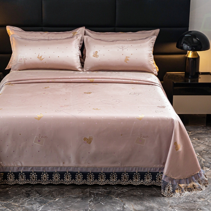 91家纺网 家纺一手货源 找家纺 席皇后 2025新款可机洗抗菌提花冰丝席 爱心