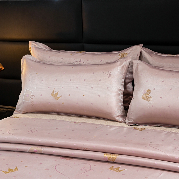 91家纺网 家纺一手货源 找家纺 席皇后 2025新款可机洗抗菌提花冰丝席 爱心