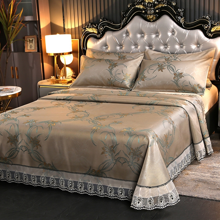 91家纺网 家纺一手货源 找家纺 席皇后 2025新款可机洗抗菌提花冰丝席 飞黄腾达