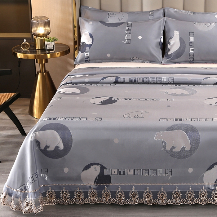 91家纺网 家纺一手货源 找家纺 席皇后 2025新款可机洗抗菌提花冰丝席 富贵熊