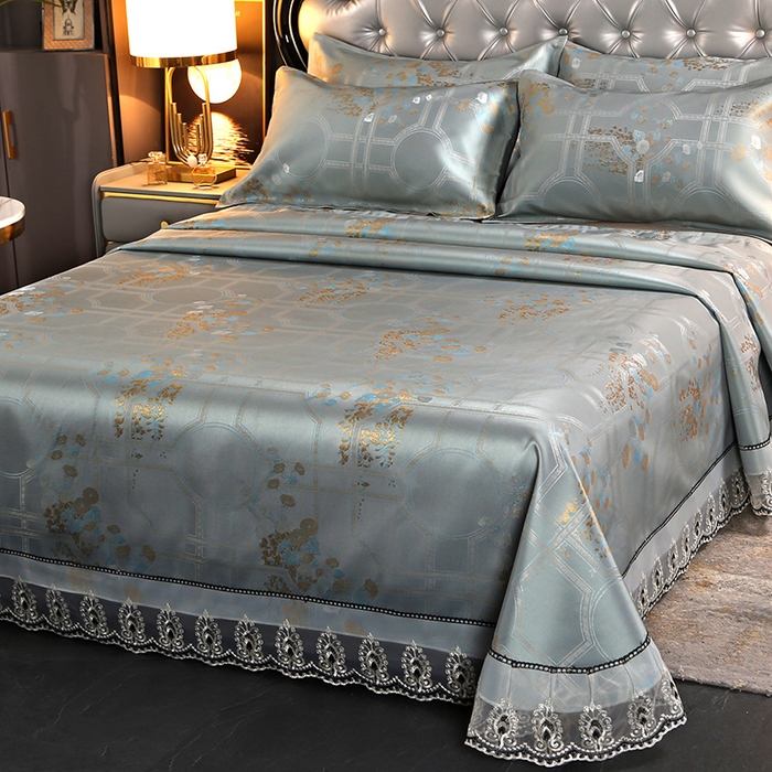 91家纺网 家纺一手货源 找家纺 席皇后 2025新款可机洗抗菌提花冰丝席 几何金