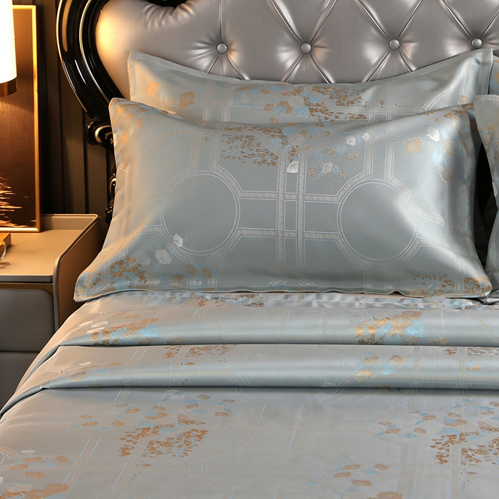 91家纺网 家纺一手货源 找家纺 席皇后 2025新款可机洗抗菌提花冰丝席 几何金