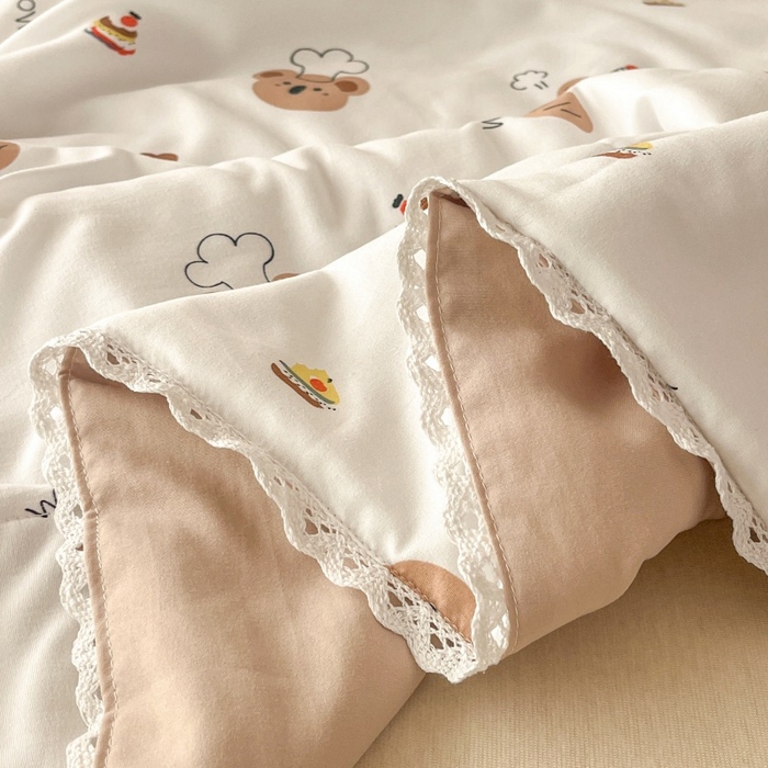 91家纺网 家纺一手货源 找家纺  （提供买家秀 爆款花型 不断货）2025新款水洗棉亲肤舒适印花夏被、夏被四件套 爱心熊