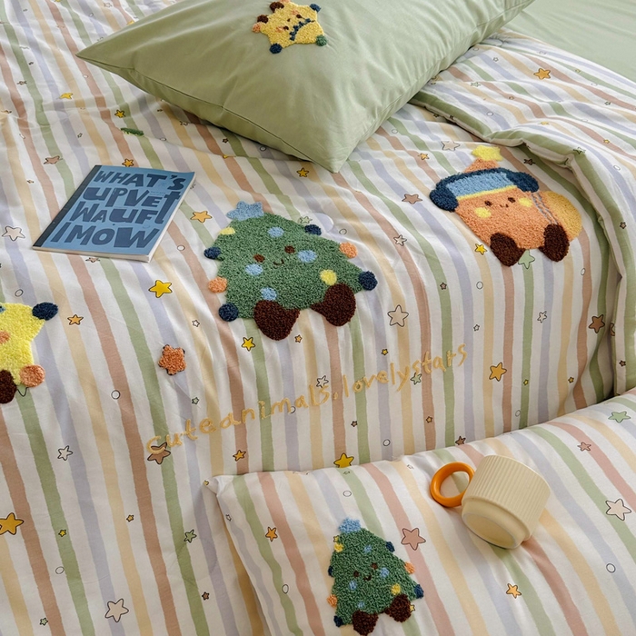 91家纺网 家纺一手货源 找家纺 （总）如意朵 2025新款可爱卡通全棉小清新毛巾绣夏被