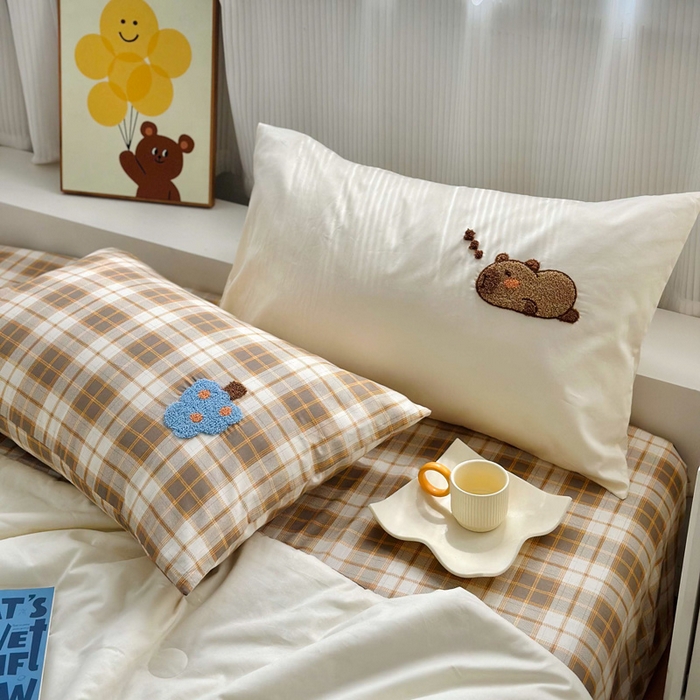 91家纺网 家纺一手货源 找家纺 如意朵 2025新款可爱卡通全棉小清新毛巾绣夏被 开心巴拉