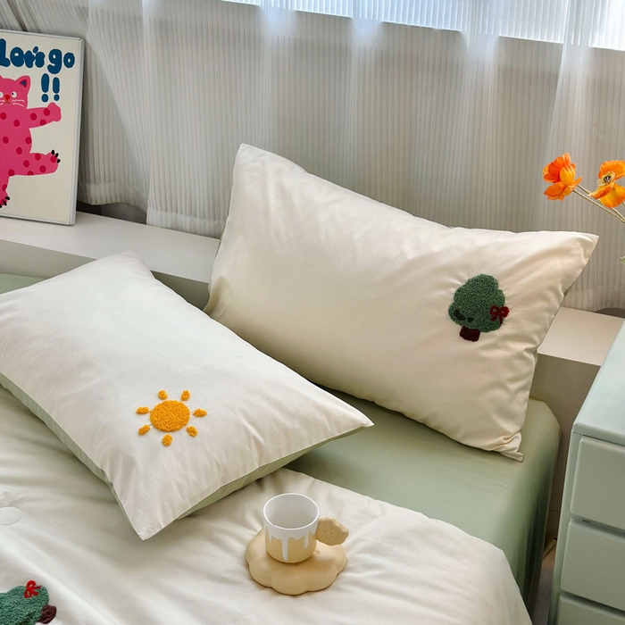 91家纺网 家纺一手货源 找家纺 如意朵 2025新款可爱卡通全棉小清新毛巾绣夏被 美好时光