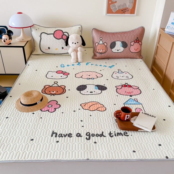 91家纺网 家纺一手货源 找家纺 顾里家纺 2025新款凉感丝数码印花ins大版卡通席三件套 好友圈