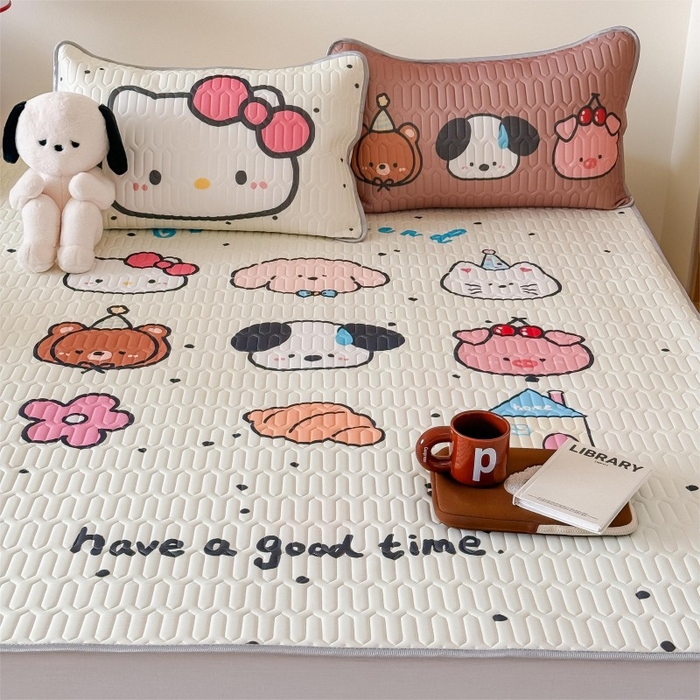 91家纺网 家纺一手货源 找家纺 顾里家纺 2025新款凉感丝数码印花ins大版卡通席三件套 好友圈