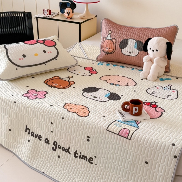 91家纺网 家纺一手货源 找家纺 顾里家纺 2025新款凉感丝数码印花ins大版卡通席三件套 好友圈