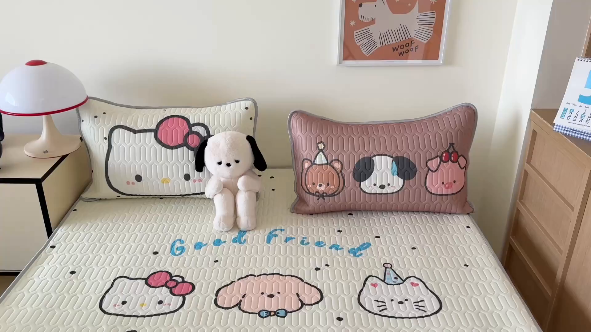 91家纺网 家纺一手货源 找家纺 顾里家纺 2025新款凉感丝数码印花ins大版卡通席三件套 好友圈