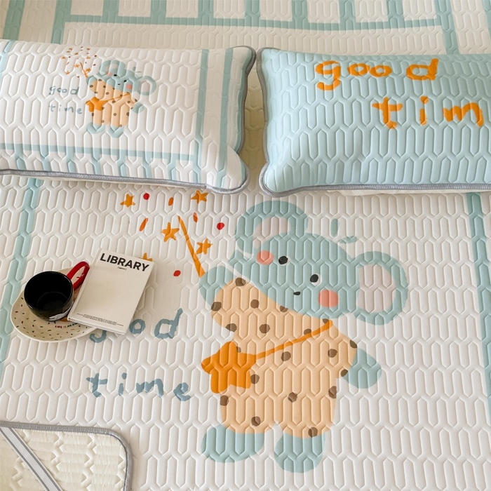 91家纺网 家纺一手货源 找家纺 顾里家纺 2025新款凉感丝数码印花ins大版卡通席三件套 许愿小象