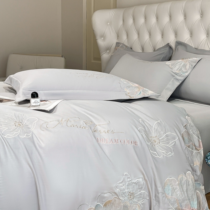 91家纺网 家纺一手货源 找家纺 新方向 2025新款天丝刺绣四件套-时光 时光-爵士灰