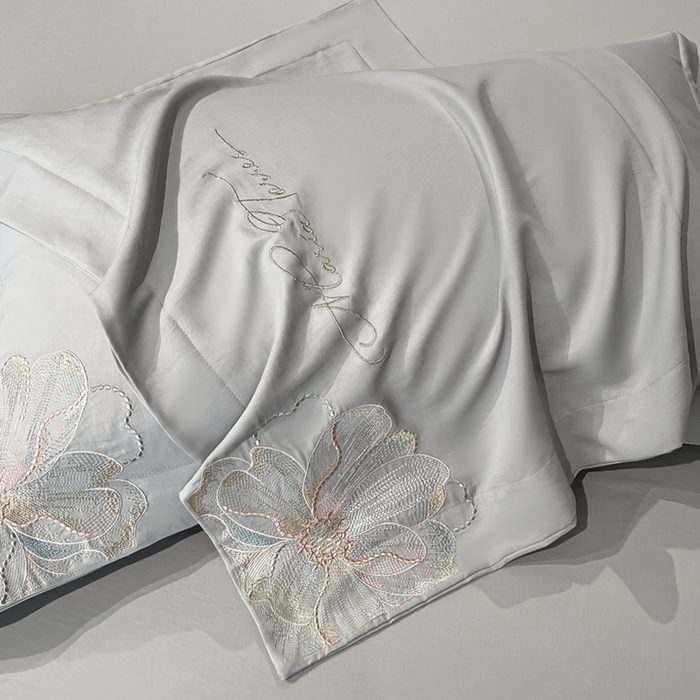 91家纺网 家纺一手货源 找家纺 新方向 2025新款天丝刺绣四件套-时光 时光-爵士灰