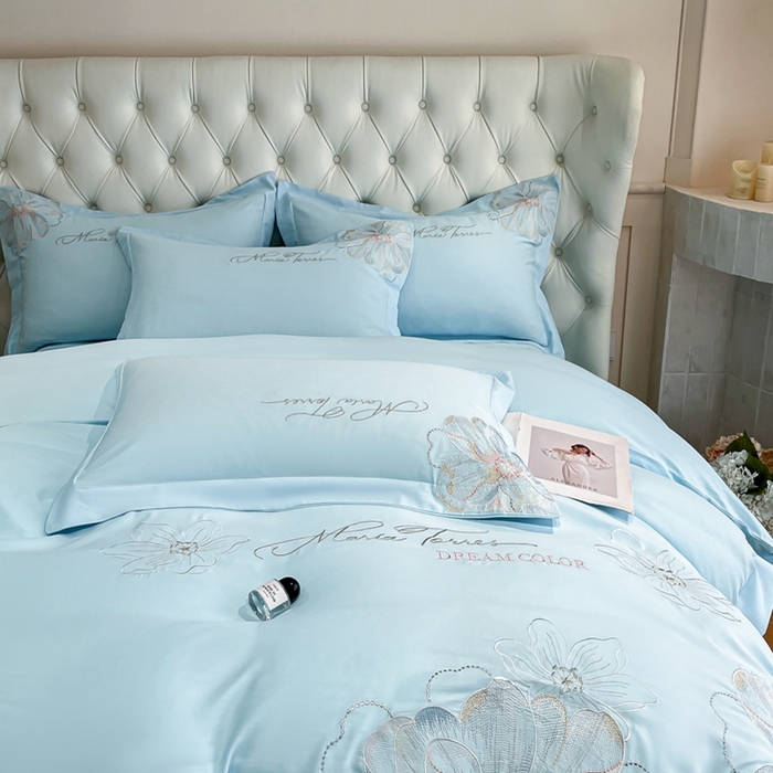 91家纺网 家纺一手货源 找家纺 新方向 2025新款天丝刺绣四件套-时光 时光-以太兰