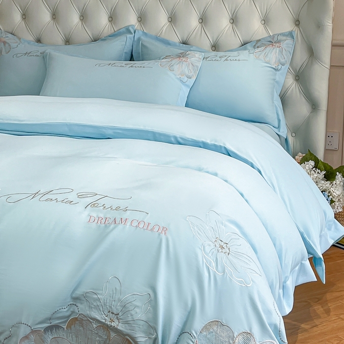 91家纺网 家纺一手货源 找家纺 新方向 2025新款天丝刺绣四件套-时光 时光-以太兰